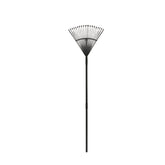 Yard Butler 18-inch Leaf Rake front view with silver powder-coated steel handle