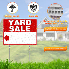Yard Sale Sign with tall iron stake inserted