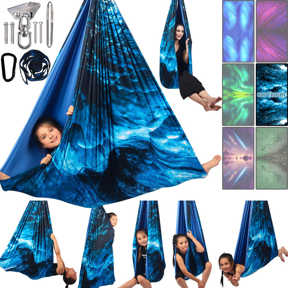 Yatoco Double Layer Sensory Swing in Ice Teal, front view