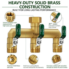 Yayamz 3-way garden hose splitter showing three outlets