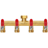 Yayamz 4 Way Garden Hose Splitter front view showing brass finish