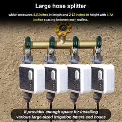 Yayamz 4 Way Garden Hose Splitter, installation with garden hoses