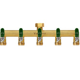 Yayamz 5 Way Garden Hose Splitter front view with green gold finish