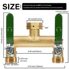 Yayamz Garden Hose Splitter side view showing spouts