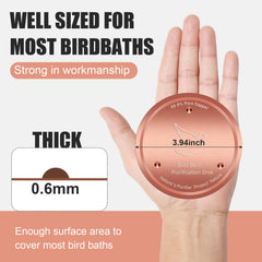 Yayiog Bird Bath Purification Disk close-up showing copper texture