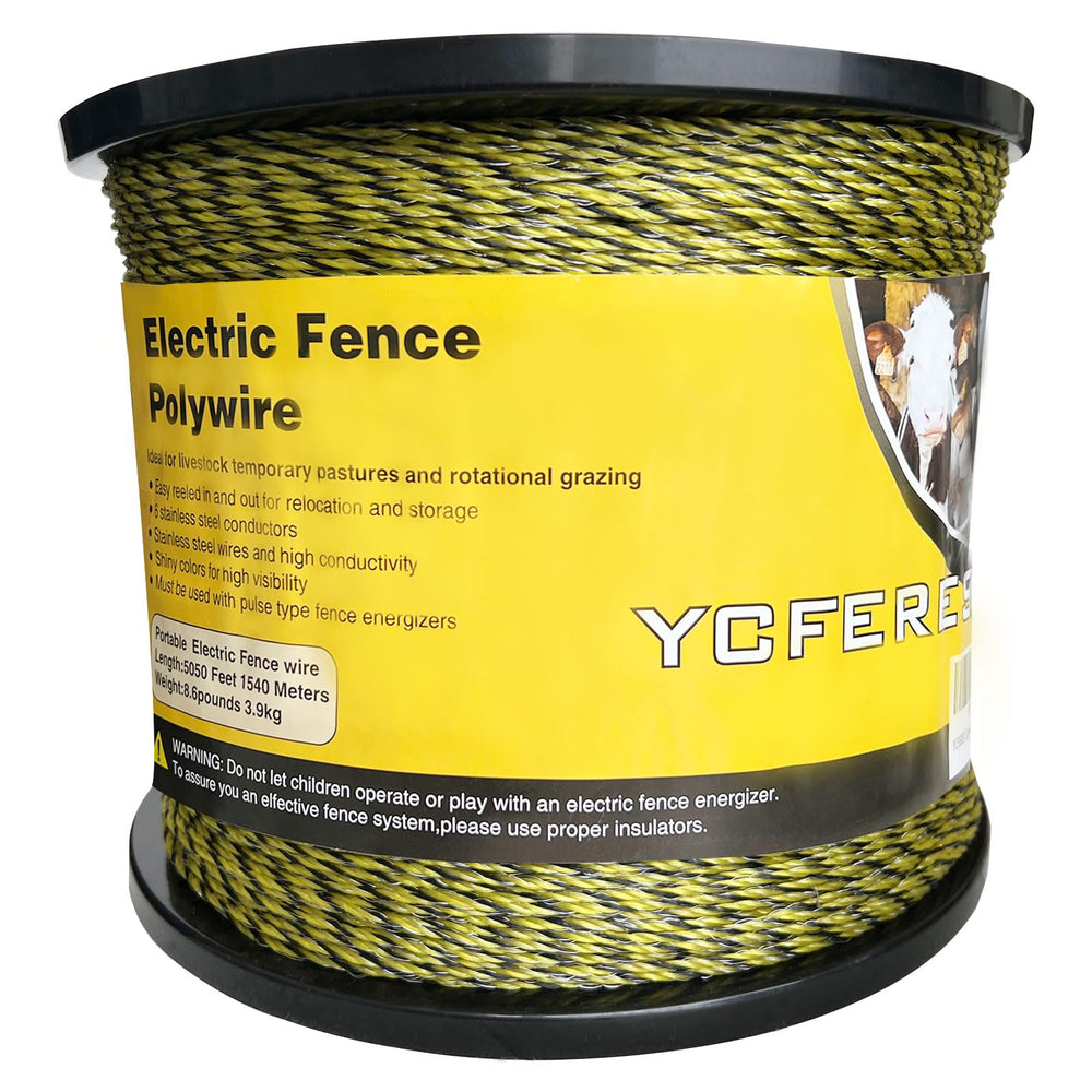 YCFERESY Electric Fence Polywire spool in black and yellow
