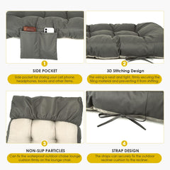 Yddsky Outdoor Chaise Lounge Chair Cushion on a patio chair