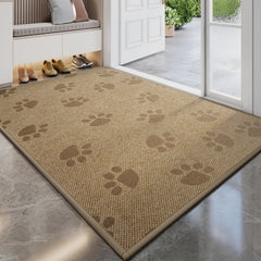 YDKGL Indoor Doormat 24x35 brown with paw print design front view
