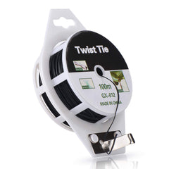 YDSL 328ft twist ties roll with cutter, black