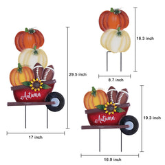 YEAHOME Fall Decorations side view of wheelbarrow garden stakes