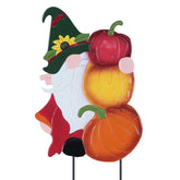 YEAHOME Fall Gnome Garden Stake with pumpkins front view