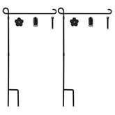 YEAHOME garden flag holder stand front view with black metal finish