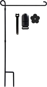 YEAHOME Garden Flag Holder Stand front view with black powder finish