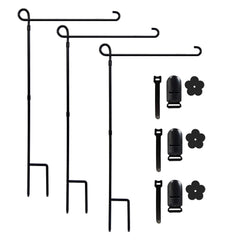 YEAHOME Garden Flag Holder Stand three pieces in black