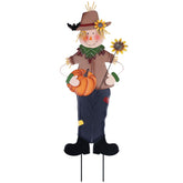 YEAHOME Metal Boy Scarecrow Garden Stake with Pumpkin and Sunflower