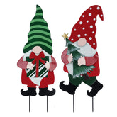 YEAHOME Outdoor Christmas Gnomes decorative garden stakes front view