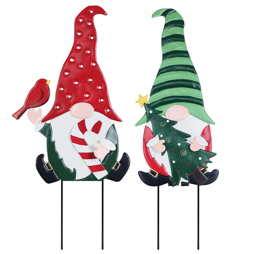 YEAHOME Outdoor Christmas Gnomes holding tree and candy cane