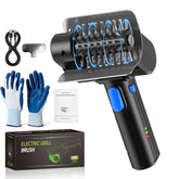 YEBLEM Electric Grill Brush with blue button and stainless steel head
