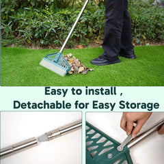 YEELOR Artificial Grass Rake close-up of stainless steel handle