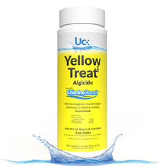 Yellow Mustard 2 lb algaecide bottle with label