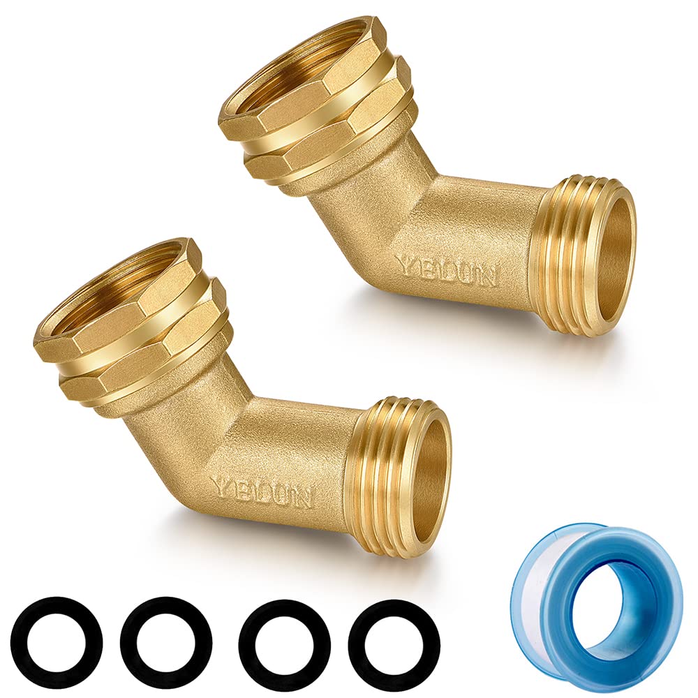 YELUN Garden Hose Elbow Connector 45 Degree solid brass front view