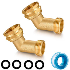 YELUN Garden Hose Elbow Connector 45 Degree solid brass front view