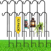 Yetene 12 Pcs 24 Inch Shepherd Hook black garden stake front view