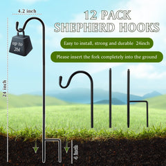 Yetene Shepherd Hook showing installation process with pronged base