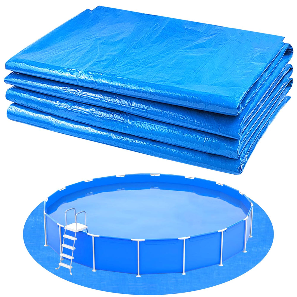 YEXEXINM 19.7ft Round Pool Ground Cloth, blue, front view