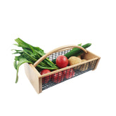 YHAOZE Garden Hod Harvest Basket front view with wooden handle