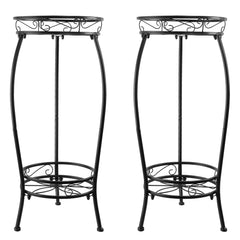 YHIJURS 2 Tier Plant Stand black model front view
