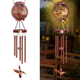 YHmall Hummingbird Wind Chimes with solar lanterns in copper color