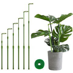 Yhtpouqe 6 Pack Extendable Plant Stakes in green, showing adjustable height
