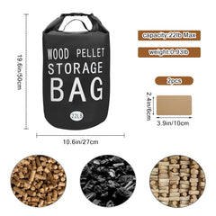 YIBOBO 22LB waterproof wood pellet storage bag side view, showing buckle seal