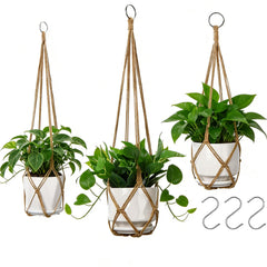 YIBOT 3 Pack Macrame Plant Hanger set with different lengths
