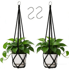YIBOT Macrame Plant Hanger 35 Inch Black front view