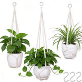 YIBOT macrame plant hanger 35 inch ivory cotton front view