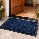 Yimobra Large Door Mat 36x24 inch blue floral design front view