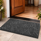 Yimobra large floral door mat 36x24 inches in grey front view