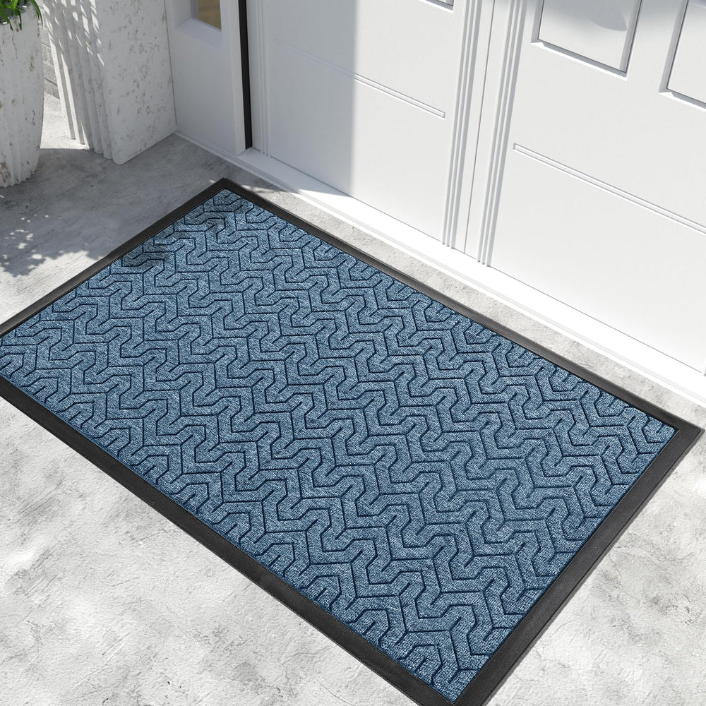 Yimobra Large Indoor Outdoor Mat front view Mix Blue