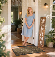 Yimobra Large Welcome Door Mat showing raised WELCOME pattern