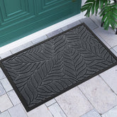 Yimobra Leaf Pattern Door Mat in Grey front view