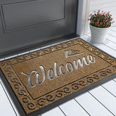 Yimobra welcome mat 36x24 inches front view in brown