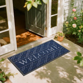 Yimobra Welcome Mat 47x24 inch blue with groove pattern design