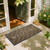 Yimobra Welcome Mat 47x24 inch coffee front view with groove pattern