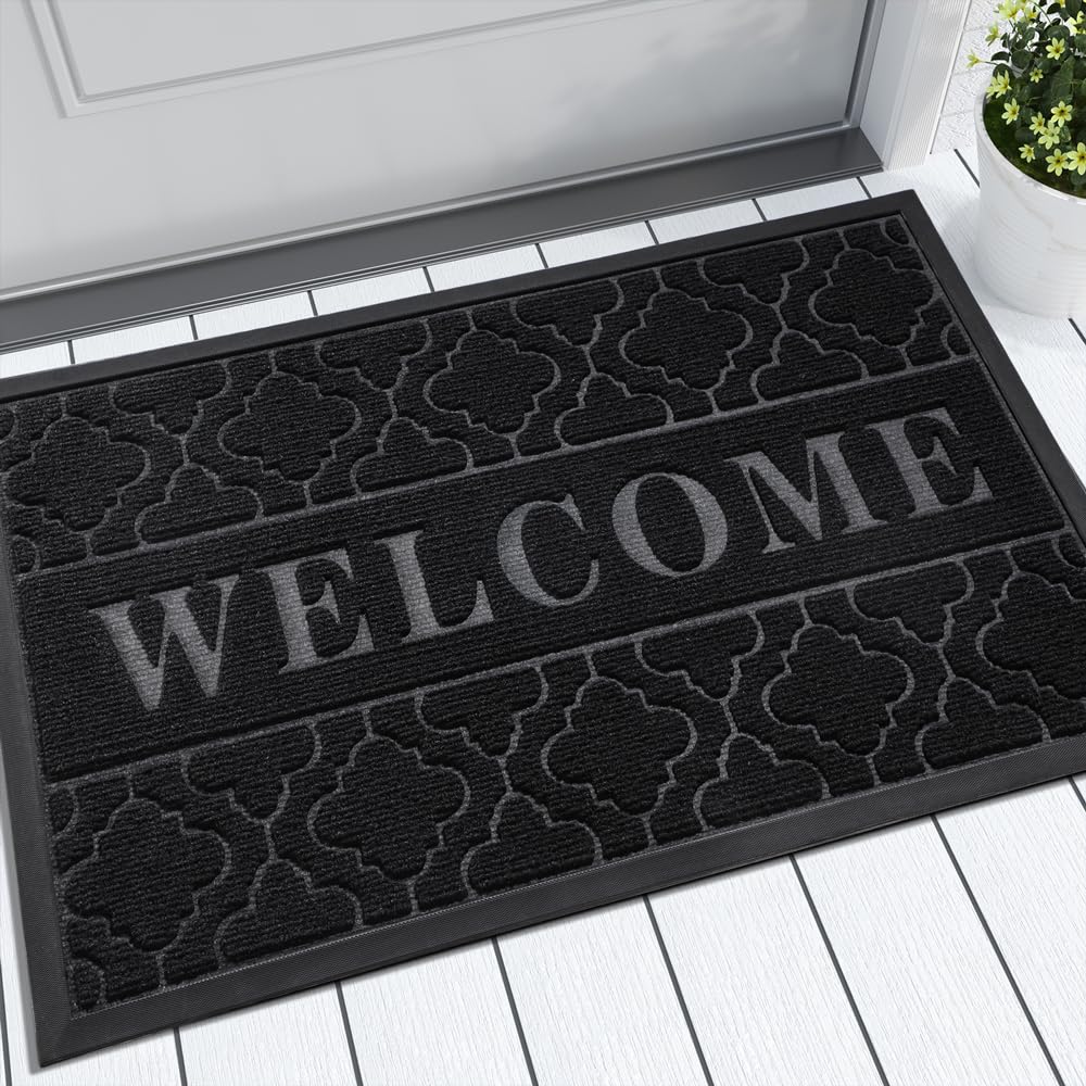 Yimobra Welcome Mat 47x32 inch black front view