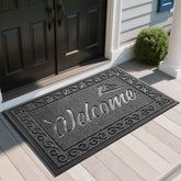Yimobra Welcome Mat front view, 47x32 inches in grey