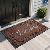 Yimobra Welcome Mat front view 47x32 inches in maroon