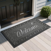 Yimobra Welcome Mat front view, grey colour, 47 x 24 inch
