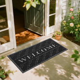 Yimobra Welcome Mat front view with groove pattern and WELCOME lettering